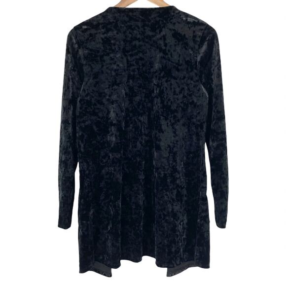 DENIM & CO CANYON RETREAT NWOT Crushed Velvet Draped Collar Cardigan Black XXS - Picture 5 of 7